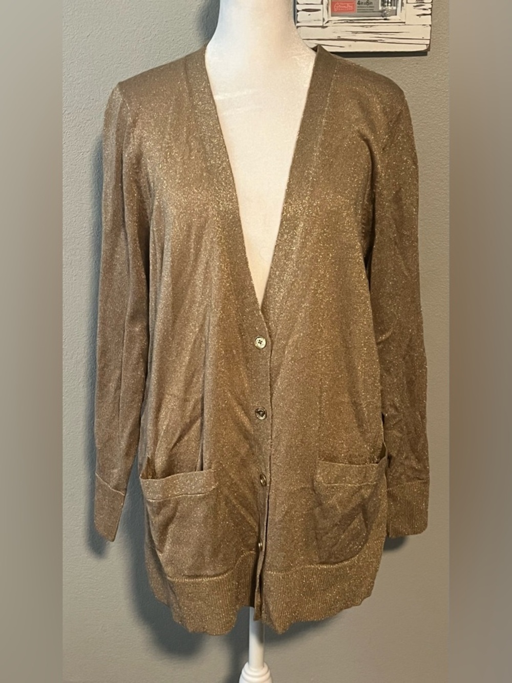 Women’s MICHAEL Kors Metallic Gold Knit Cardigan size 1X NWT